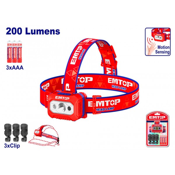 Lanterna de cabeça EMTOP LED C/SENSOR